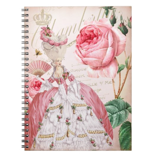 Marie Antoinette Pink  Rozen notebook Notitieboek (Voorkant)