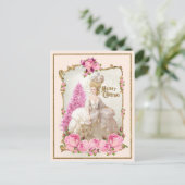 Marie Antoinette Pink Tree Roses  Xmas Postcard Briefkaart (Staand voorkant)