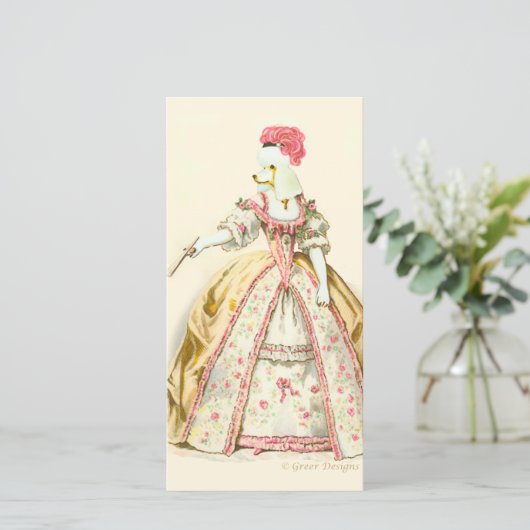 Marie Antoinette Poodle Mode Bord Stationery (Staand voorkant)