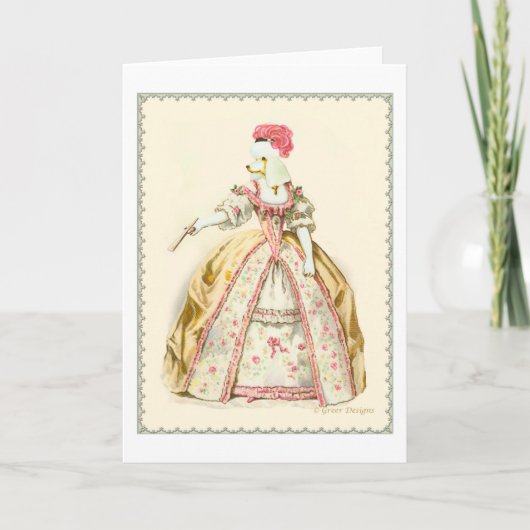 Marie Antoinette Poodle Mode Bord Stationery Notitiekaartje (Voorkant)