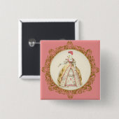 Marie Antoinette Poodle Vierkante Button 5,1 Cm (Voorkant /achterkant)