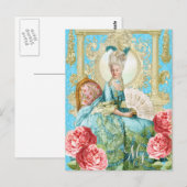 Marie Antoinette Portrait Blauw stoel Briefkaart (Voorkant / Achterkant)