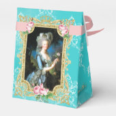 Marie Antoinette Portrait Blue Damask Favor Box Bedankdoosjes (Achterkant)