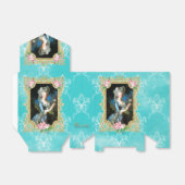 Marie Antoinette Portrait Blue Damask Favor Box Bedankdoosjes (Uitgevouwen)