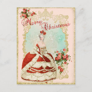 Marie Antoinette  Portret Ansichtkaart Kerstroos Feestdagenkaart