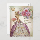 Marie Antoinette Portret Briefkaart  roos (Voorkant / Achterkant)