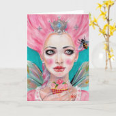 Marie Antoinette Queen Bee - laat ze cupcake eten Kaart (Gele Bloem)