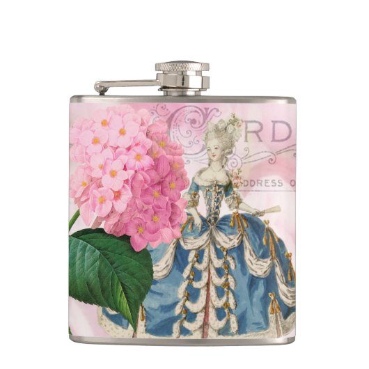 Marie Antoinette Redoute Flowers Wrapped Flask Heupfles (Voorkant)