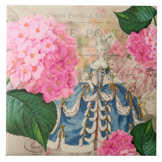Marie Antoinette Redoute Hydrangea Ceramic Tile Tegeltje (Voorkant)