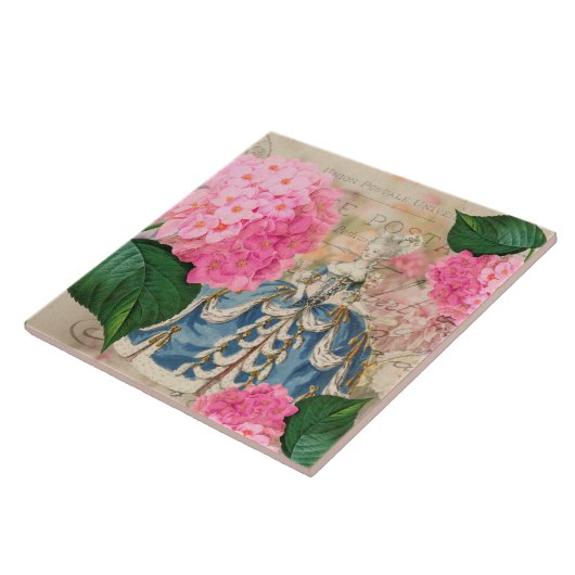 Marie Antoinette Redoute Hydrangea Ceramic Tile Tegeltje (Zijkant)