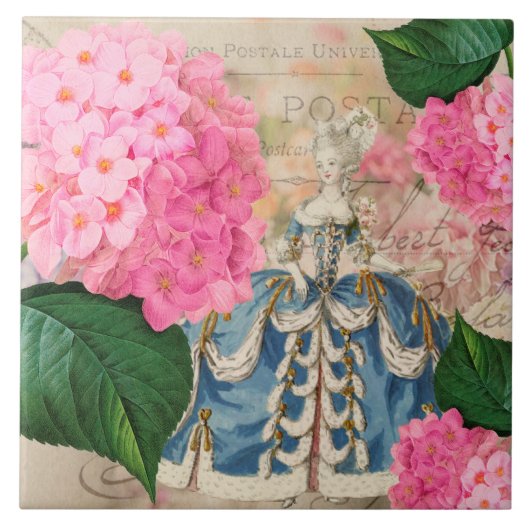 Marie Antoinette Redoute Hydrangea Ceramic Tile Tegeltje (Voorkant)