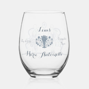 Marie Antoinette Rococo Blauw Bruiloft Wijnglas Zonder Voet