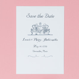Marie Antoinette Rococo Blue Save the Date Kaart