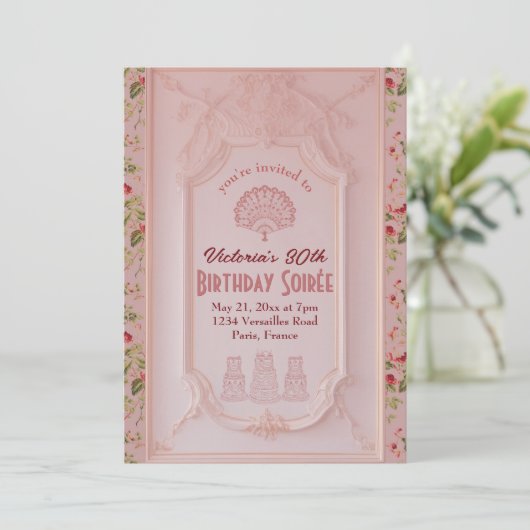 Marie Antoinette Rococo Coquette Verjaardagsfeestj Kaart (Staand voorkant)