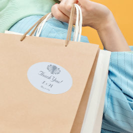 Marie Antoinette Rococo Dusty Blue Bedankt Ovale Sticker