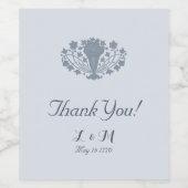 Marie Antoinette Rococo Dusty Blue Bedankt Wijn Etiket (Enkel label)