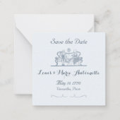 Marie Antoinette Rococo Dusty Blue Save the Date Notitiekaartje (Voorkant)