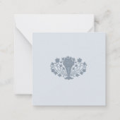 Marie Antoinette Rococo Dusty Blue Save the Date Notitiekaartje (Achterkant)