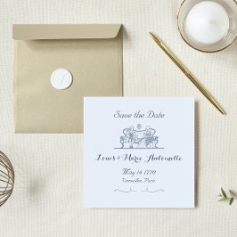 Marie Antoinette Rococo Dusty Blue Save the Date Notitiekaartje