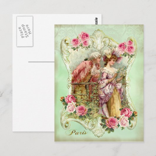 Marie Antoinette Rococo Liefhebbers Roos Lady Brie Briefkaart (Voorkant / Achterkant)