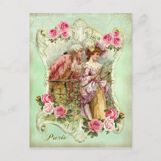 Marie Antoinette Rococo Liefhebbers Roos Lady Brie Briefkaart (Voorkant)
