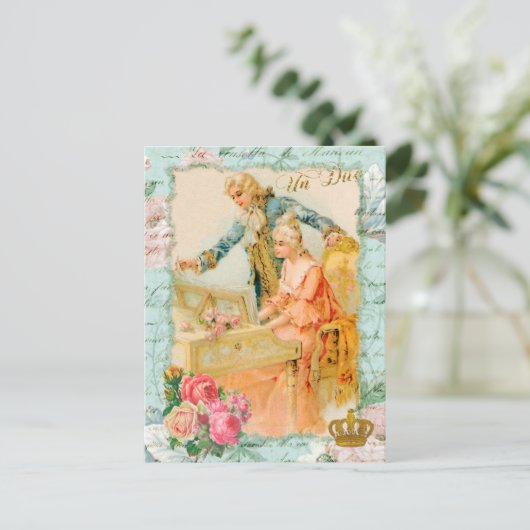 Marie Antoinette Rococo Piano Briefkaart (Staand voorkant)