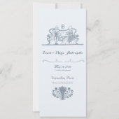 Marie Antoinette Rococo Stoffig Blauw Bruiloft Kaart (Voorkant)