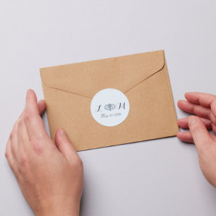  Marie Antoinette Rococo Stoffig Blauw Bruiloft Ronde Sticker