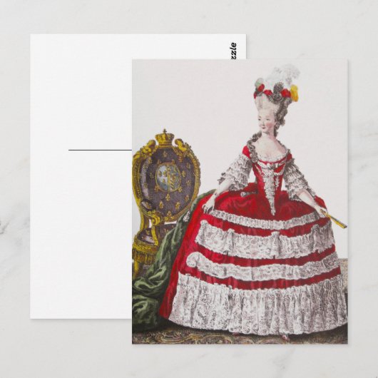 Marie Antoinette Rode Mode ~ Briefkaart Jurk (Voorkant / Achterkant)