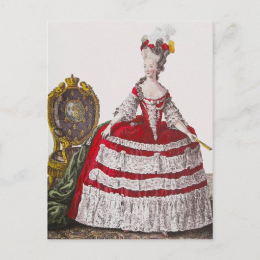 Marie Antoinette Rode Mode ~ Briefkaart Jurk (Voorkant)