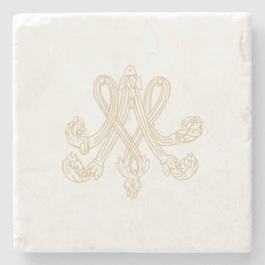 Marie Antoinette – Royal Monogram – Shabby chic Stenen Onderzetter (Voorkant)