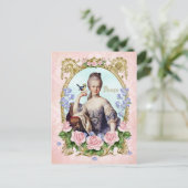 Marie Antoinette Roze Damask Antonia Roos Briefkaa Briefkaart (Staand voorkant)