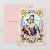 Marie Antoinette Roze Damask Antonia Roos Briefkaa Briefkaart (Voorkant / Achterkant)