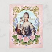 Marie Antoinette Roze Damask Antonia Roos Briefkaa Briefkaart (Voorkant)