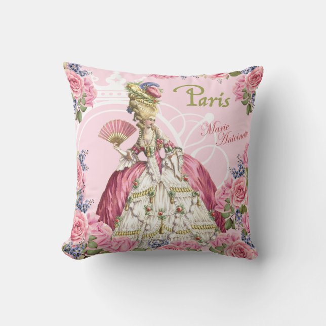 Marie Antoinette Roze Rozen Frame Kussen (Voorkant)