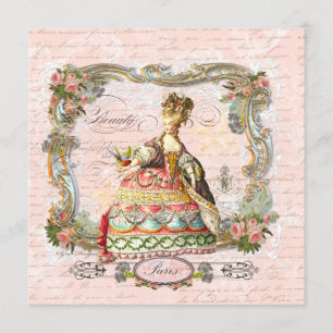 Marie Antoinette Roze Rozen in Parijs Uitnodigen Kaart