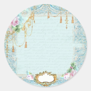 Marie Antoinette Rozen en Lace Stationery/Kaarten Ronde Sticker