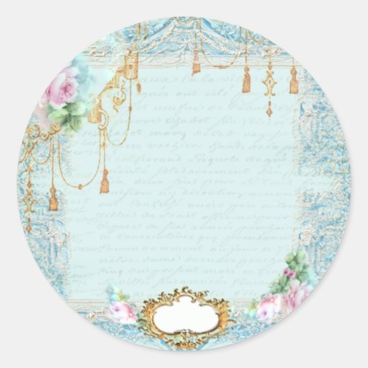 Marie Antoinette Rozen en Lace Stationery/Kaarten Ronde Sticker (Voorkant)