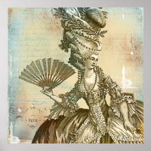 Marie Antoinette Sepia Parchment Lg. Poster afdruk