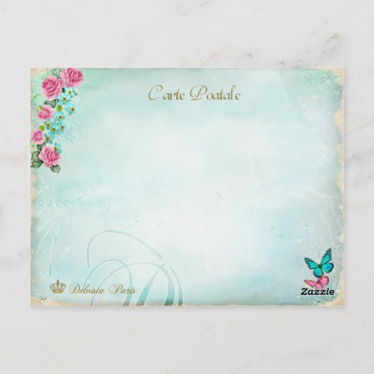 Marie Antoinette Shabby Chic Butterfly Briefkaart (Achterkant)