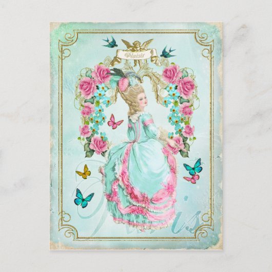 Marie Antoinette Shabby Chic Butterfly Briefkaart (Voorkant)