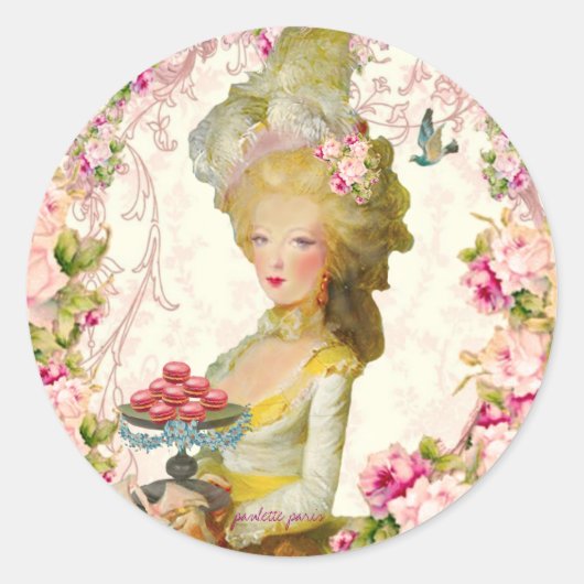 Marie Antoinette Springtime Macarons Seals Ronde Sticker (Voorkant)