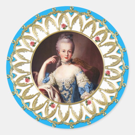 Marie Antoinette Sticker Blue Rose Gold Flame (Voorkant)