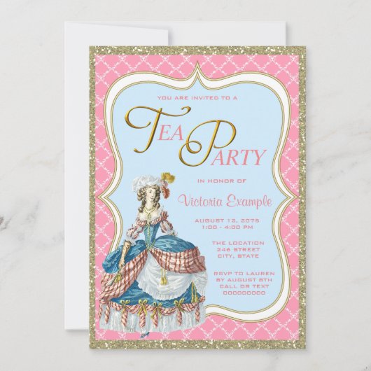 Marie Antoinette Tea Party Kaart (Voorkant)