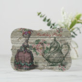 marie antoinette tea pot florale verjaardagsfeest kaart (Staand voorkant)