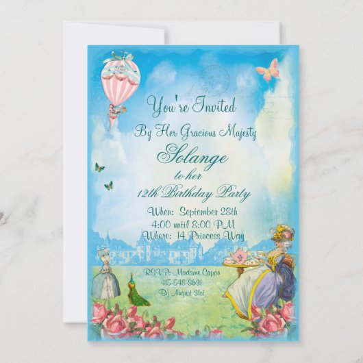 Marie Antoinette Tea van Versailles Lawn Party Kaart (Achterkant)