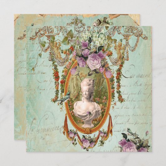 Marie Antoinette Versailles Ancient Gardens Square Kaart (Voorkant / Achterkant)