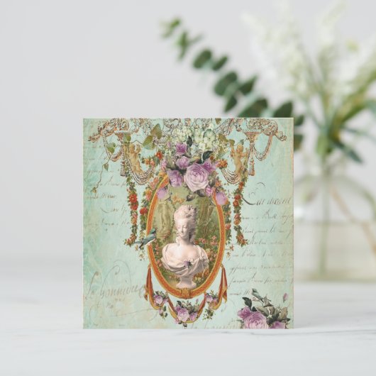 Marie Antoinette Versailles Ancient Gardens Square Kaart (Staand voorkant)