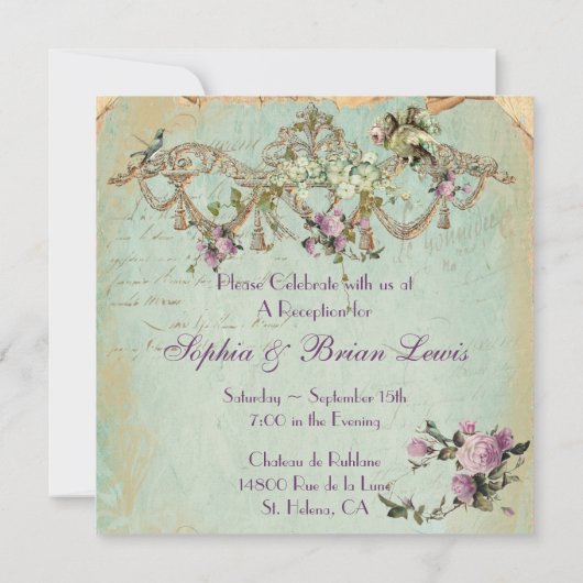 Marie Antoinette Versailles Ancient Gardens Square Kaart (Achterkant)