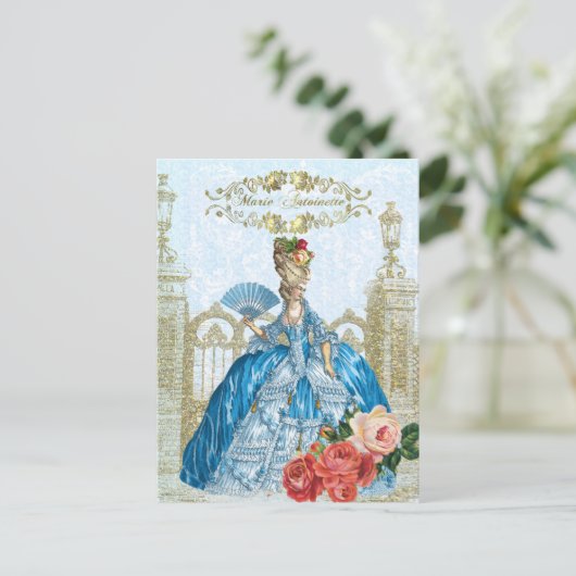 Marie Antoinette Versailles Blauw Briefkaart (Staand voorkant)